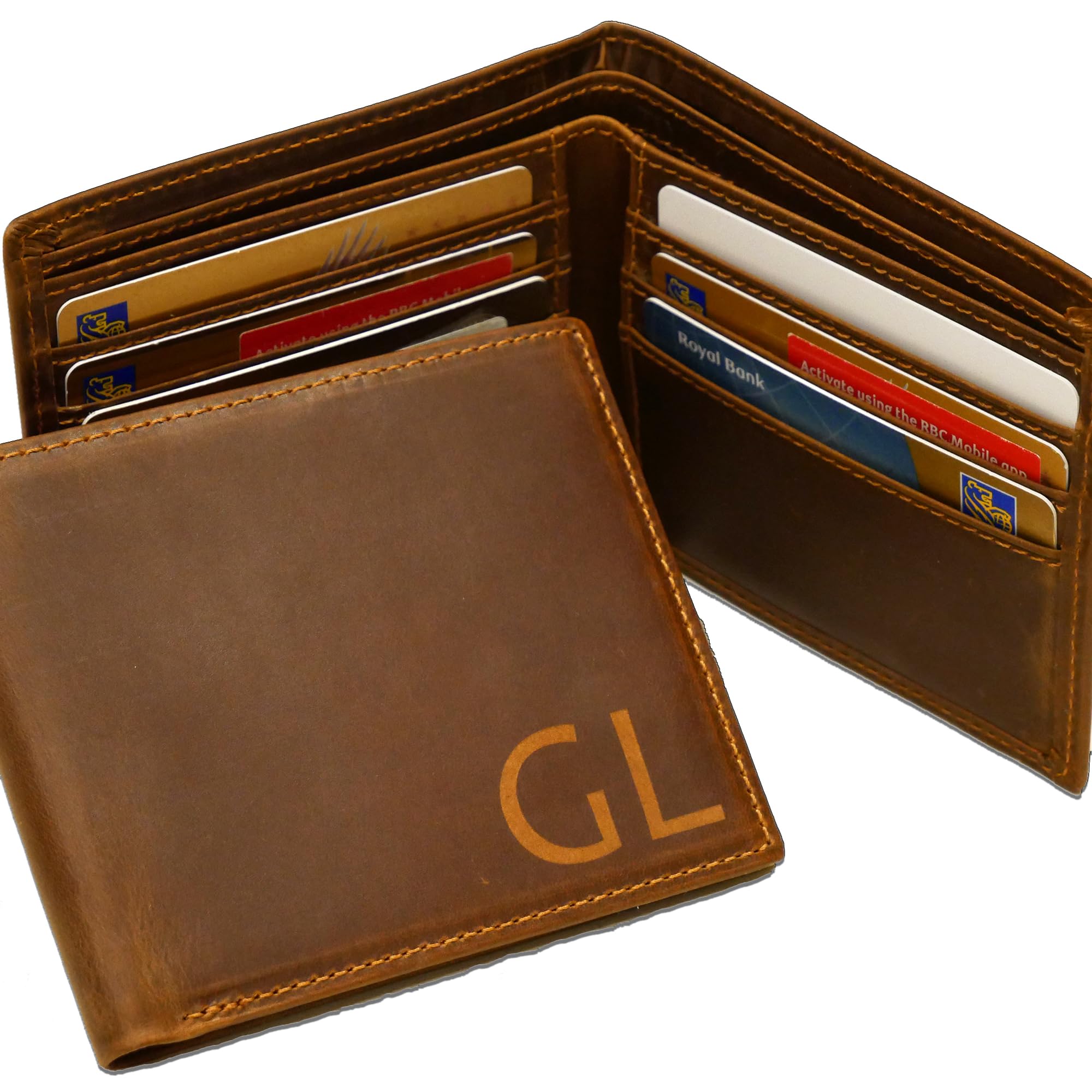 Personalized Wallet for Men - Custom Engraved Mens Leather Wallets - Monogram Cu