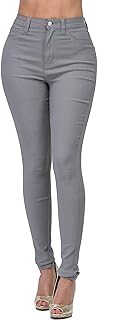 High Waisted-Rise Colored Stretch Skinny Destroyed Ripped Distressed Jeans for Women Olive Mustard RED