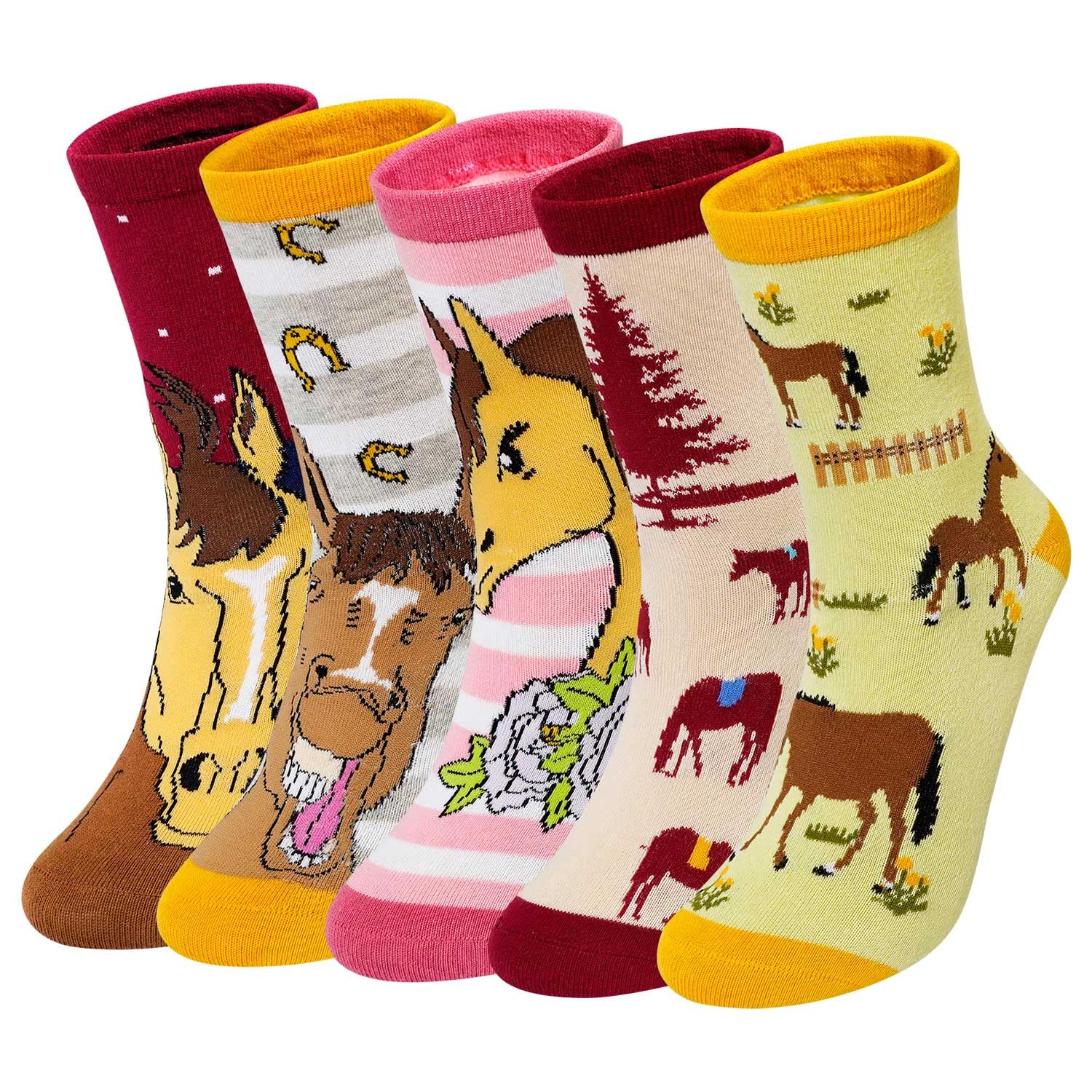Women's Novelty Cotton Animal Cat Dog Food Painting Cute Funny Soft Socks for Gi
