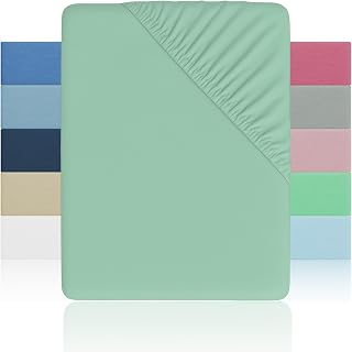 H HANSEL HOME Fitted Sheet for Bed 135 cm – Height 28 cm – Soft and Breathable Microfibre – Fitted Sheets – Fitted Sheet 135 x 190/200 cm – Green