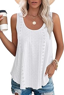 DUOEASE Women's Tank Tops Summer Casual Sleeveless U-Neck Tunic Blouse Tshirt