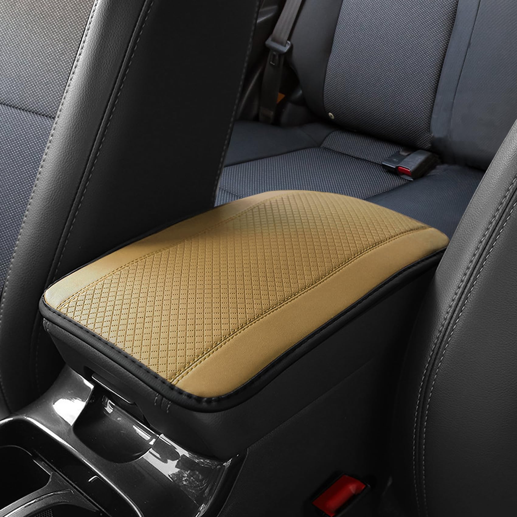 Car Center Console Armrest Pad, 12.6X 7.2 Inch PU Leather Waterproof Auto Armres