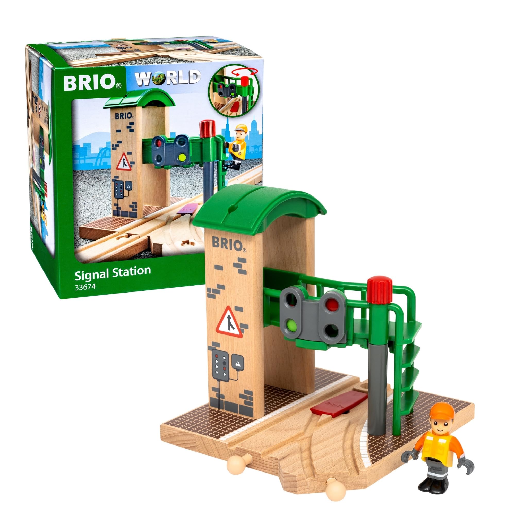 BRIO World - 33674 - Signal Station | 2 Piece Wooden Toy Train Accessory for Kid