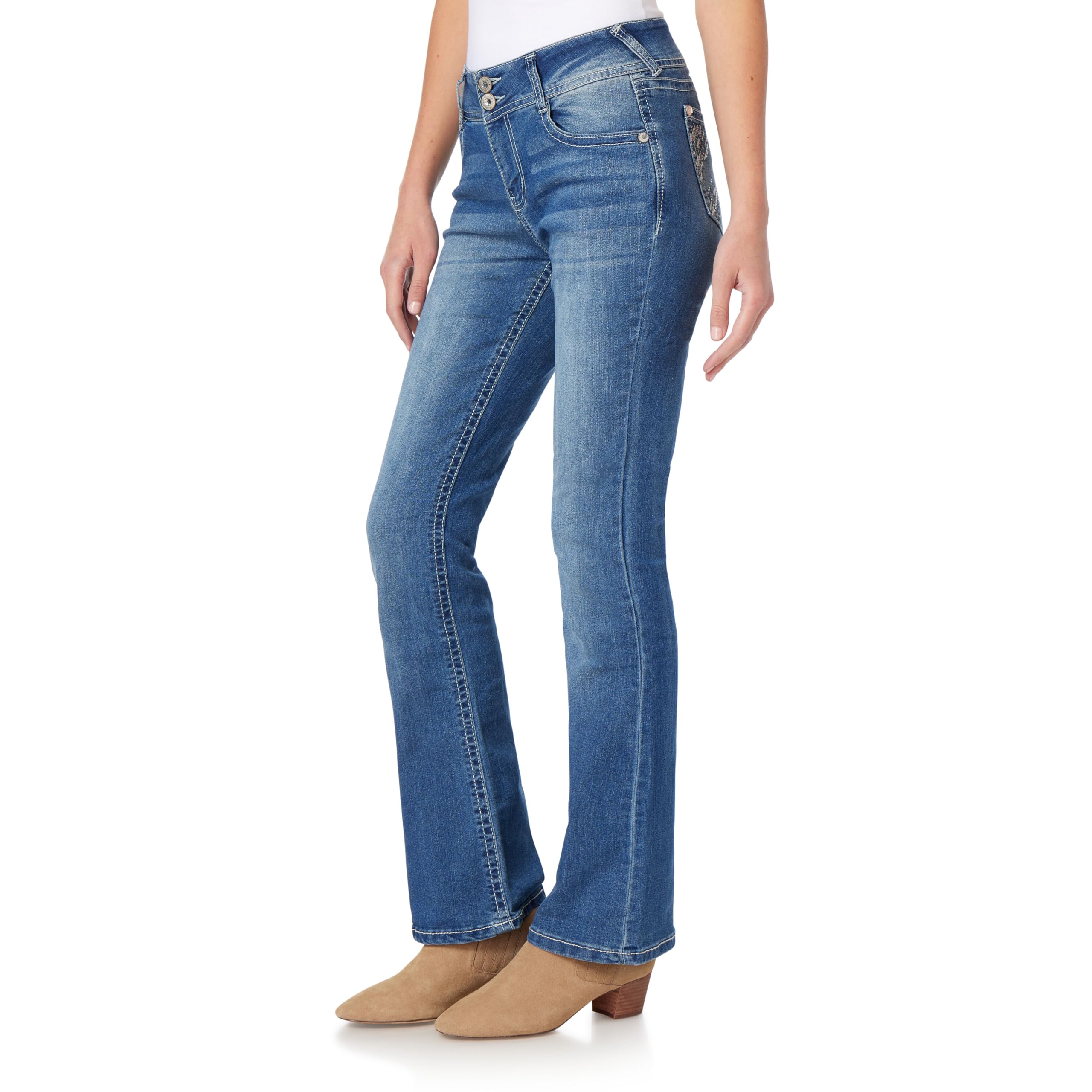 WallFlower Luscious Curvy Women's Mid Waist Bootcut Jeans Insta Stretch Denim Fi