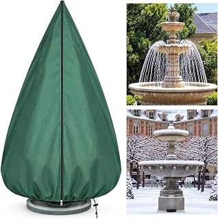Moukeren Waterproof Fountain Cover Outdoor, 420D Oxford, 98 x 108 Inches | Garden Statue Fountain Protector, Heavy Duty Oxford Cloth, with Drawstring & Uv-Resistant Protection, Winter Protection
