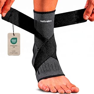 NativoDex Ankle Support Brace for Sprained Ankle, Plantar Fasciitis | For Achilles Tendonitis & Ligament Damage · Men & Women, Left or Right Foot · Adjustable 3D Compression