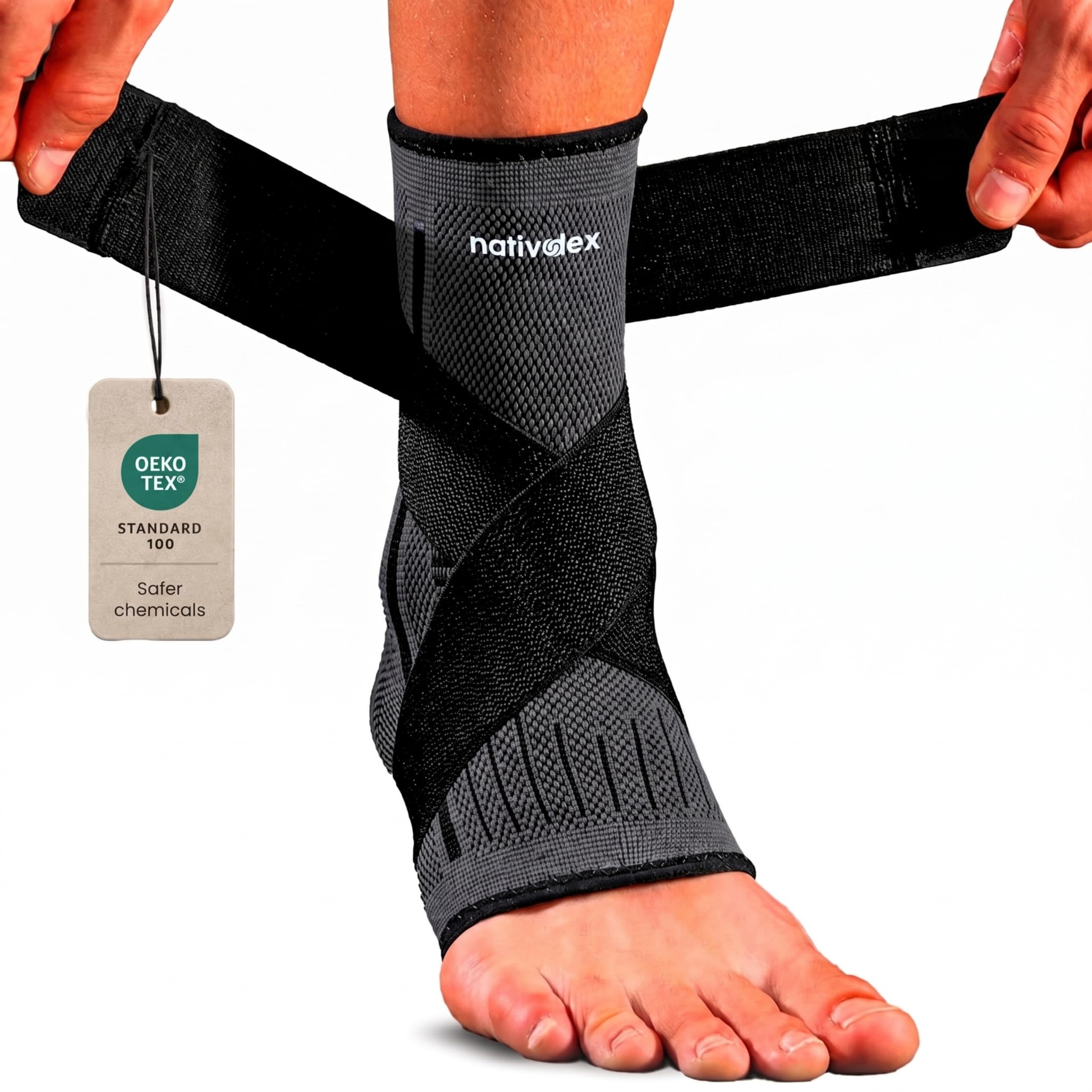 NativoDex Ankle Support Brace for Sprained Ankle, Plantar Fasciitis | For Achill