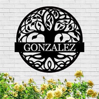 Tree of Life Custom Metal Signs, Personalized Tree of Life Family Sign Wall Decor, Outdoor Yard Decor, Last Name Sign for Home, Black Metal Wall Art, Housewarming Decorations Gift