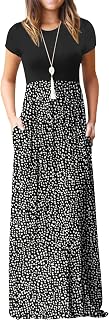 GRECERELLE Women's Maxi Dress Ladies' Summer Casual Short Sleeve Long Dresses with Pocket for Daily, Holiday, Travel, Maternity
