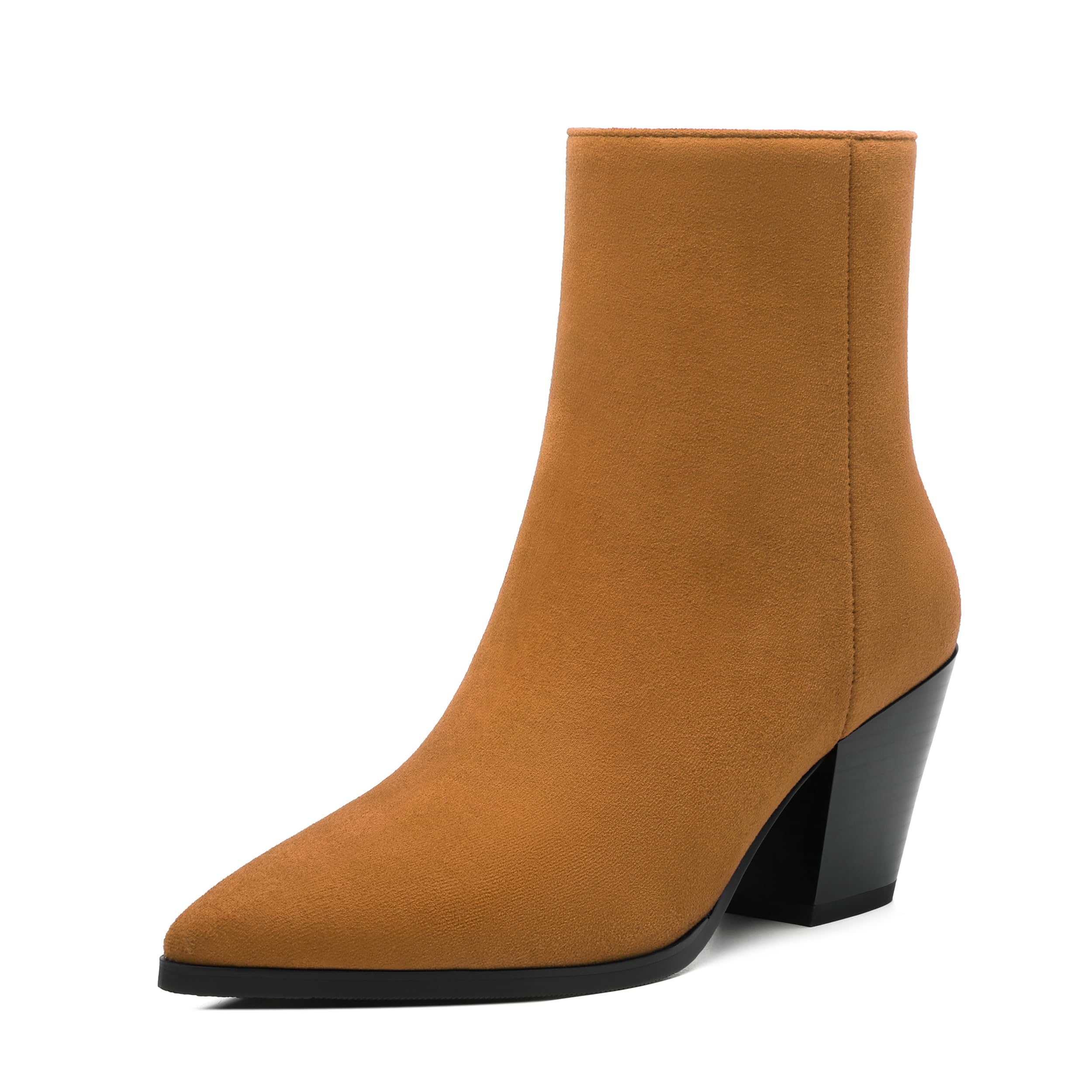 NUMALEO Womens Ankle Boots Chunky Low Heel Pointed Toe Heeled Booties