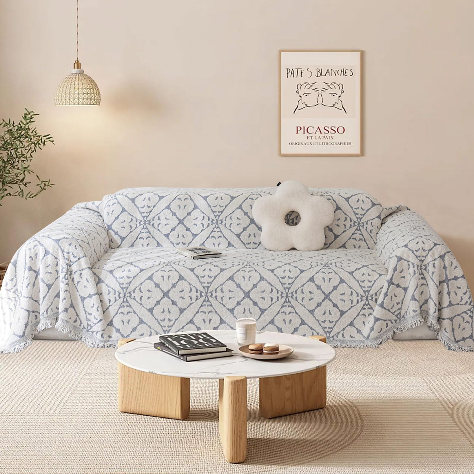 SHANNA Sofa Cover for 3 Seater, Chenille AB Sided Slipcover for Corner Sofa, All