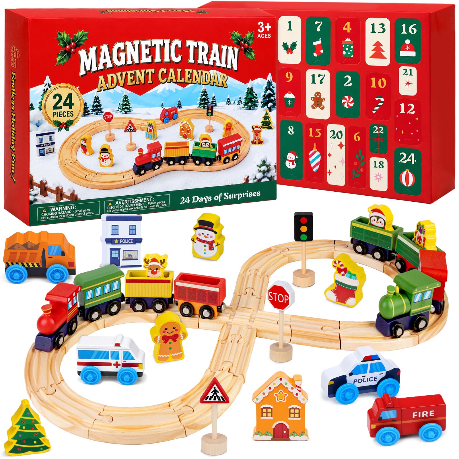 Train Advent Calendar 2026 for Toddler Kids,Magnetic Train Toy With Railway | So