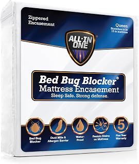All-in-One Mattress Protector, Zippered Encasement, Water & Stain Resistant, Triple Seal Protection, Queen, White