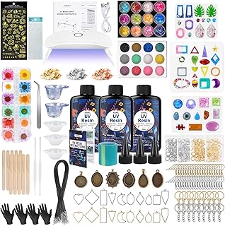 KISREL 300g UV Resin Jewelry Making Kit, Resin with Light and Molds | Crystal Clear, Resina Starter Kits, With Upgraded UV Lamp, for Jewelry, Keychains, Earrings, and DIY crafts