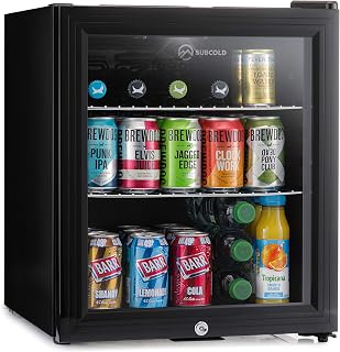 Subcold Super50 LED Beer Fridge | 55 Cans | 3-18°C | Glass Door | Lock & key, LED lighting and adjustable shelves with compressor cooling | For home bars, kitchens, offices & man caves
