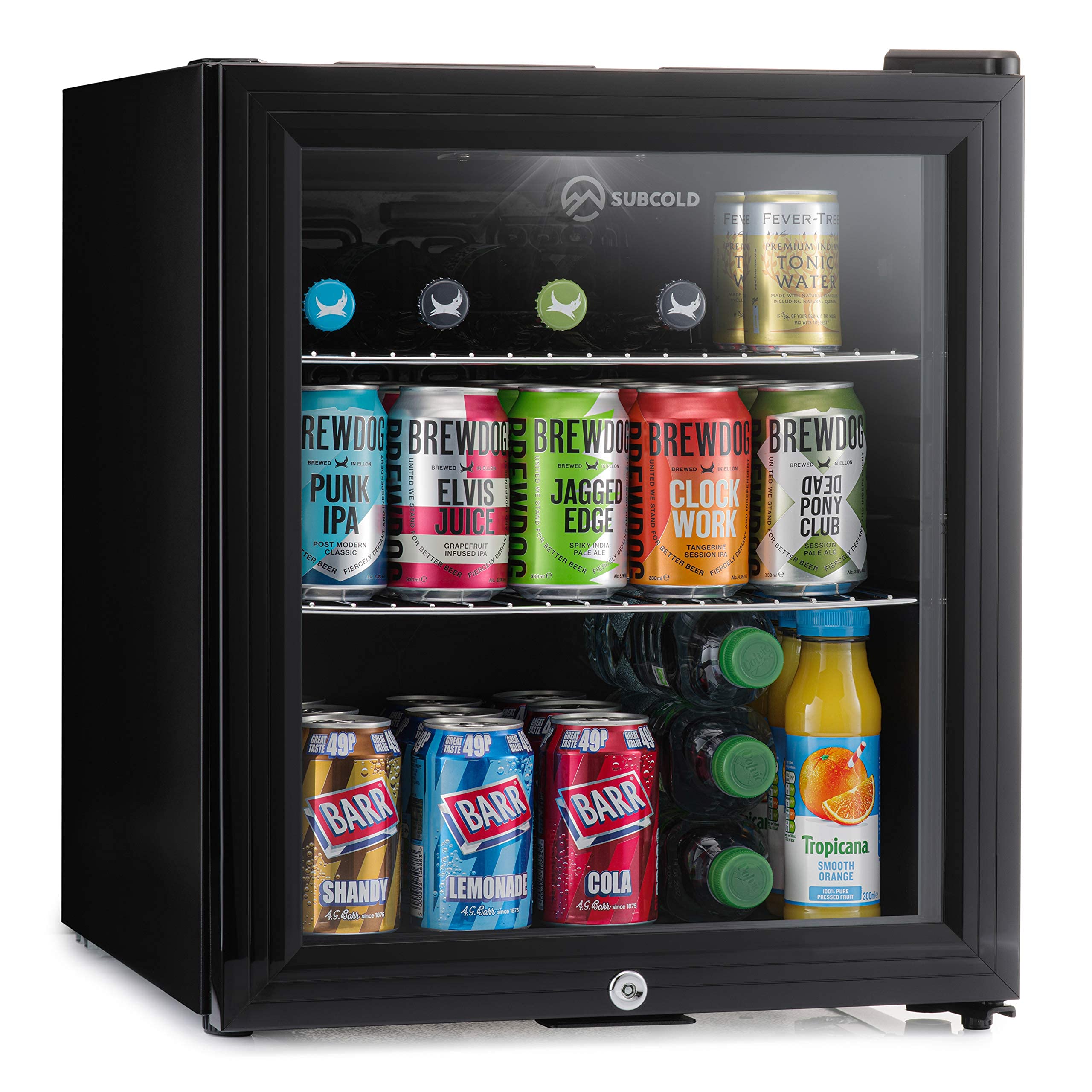 Subcold Super50 LED Beer Fridge | 55 Cans | 3-18°C | Glass Door | Lock & key, LE