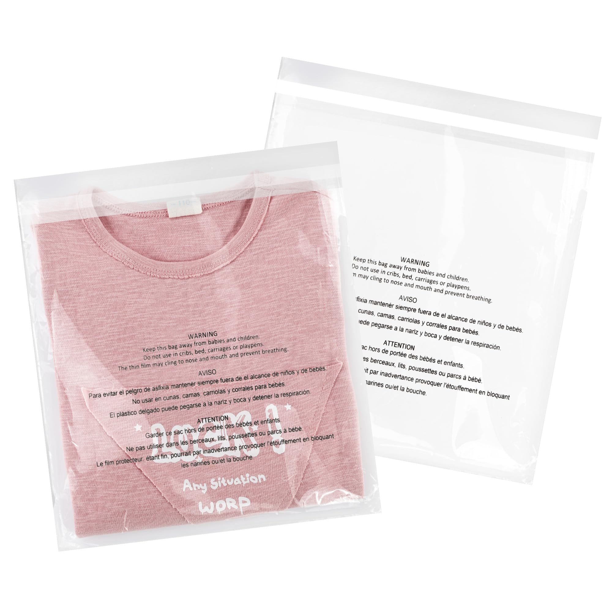 iMailer - 200 Pcs - 9" x 12", Clear Poly Bags with Suffocation Warning