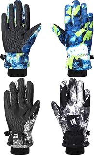 Honoson 2 Pairs Kids Waterproof Winter Snow Gloves
