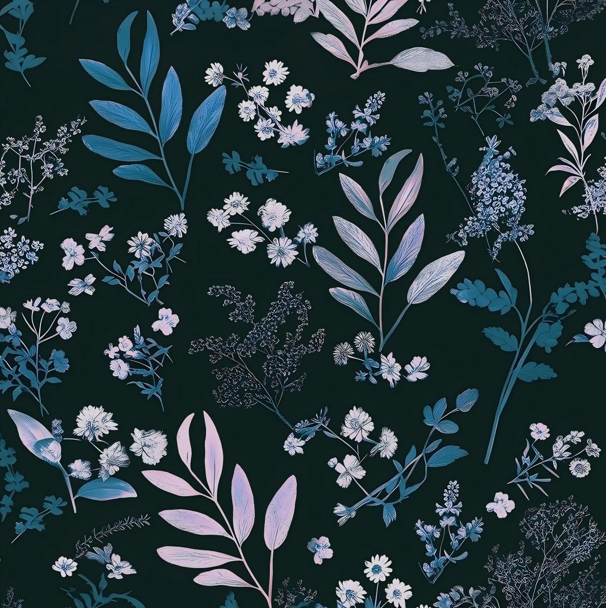 Laatse Vintage Floral Peel and Stick Wallpaper 17.5'' x 118'', Blue Pink