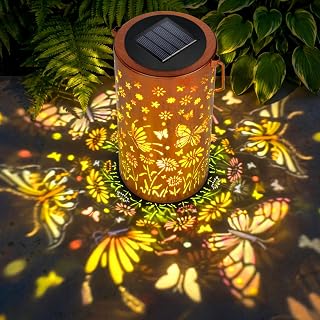 Ninonly Solar Lanterns Outdoor, Hollow-Out Colorful Butterfly Hanging Light