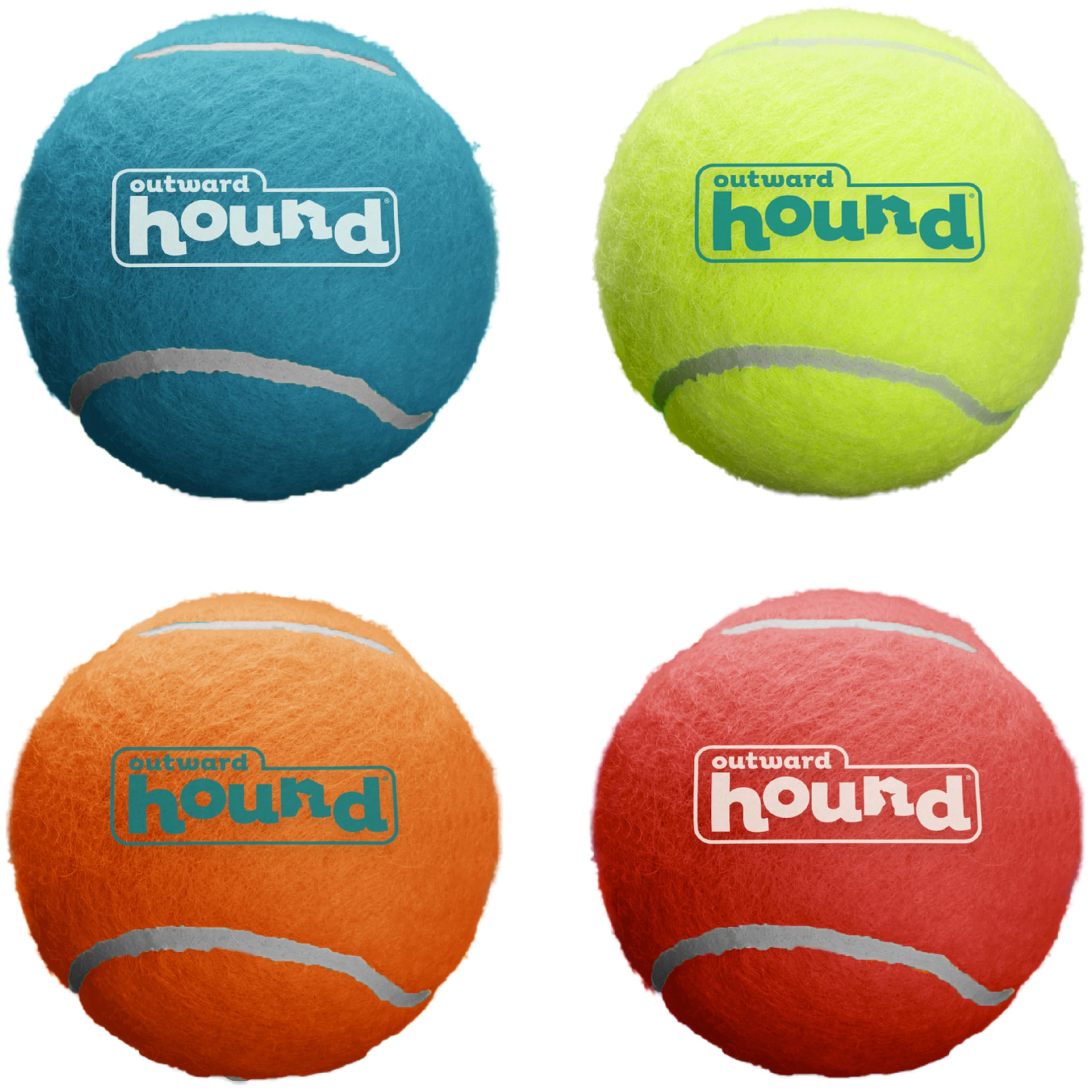 Outward Hound Squeaker Ballz Tennis Ball Dog Toy, Medium, 2.5", 4‑Pack | Squeaks