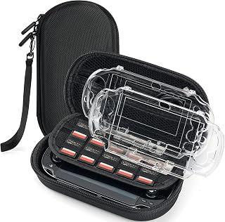 Jekarsy 3-in-1 Kit for PS Vita Case Bundle, Hard EVA Carrying Case for Sony PS Vita 1000/2000, Two Clear Crystal Cases for PSV 1000/2000, Console & Other Accessories Not Included