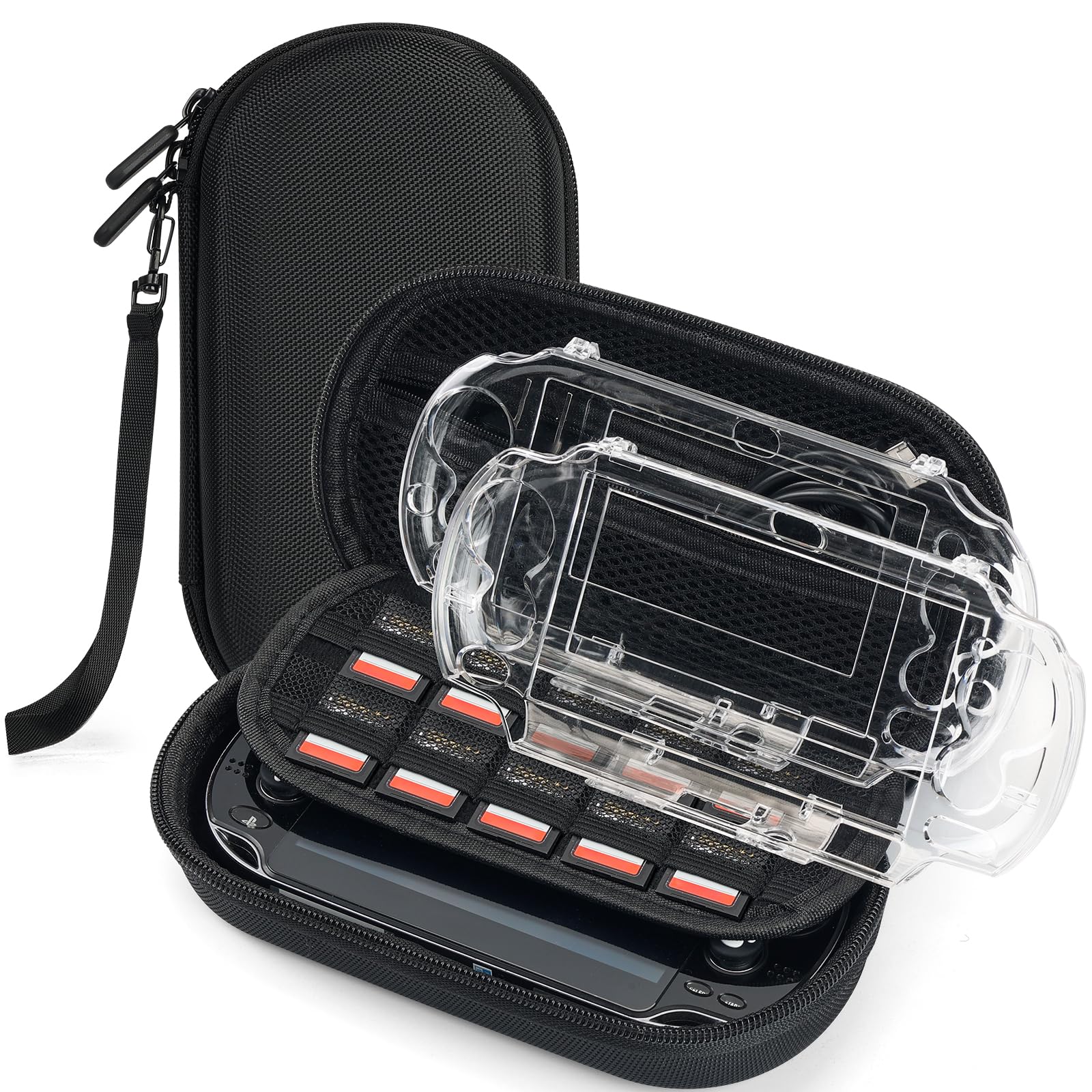 Jekarsy 3-in-1 Kit for PS Vita Case Bundle, Hard EVA Carrying Case for Sony PS V