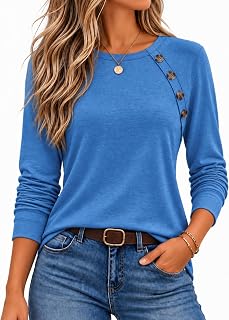 Zeagoo Women Casual Long Sleeve Shirts Autumn Fashion Sweaters Winter Clothes Dress Blouses 2025