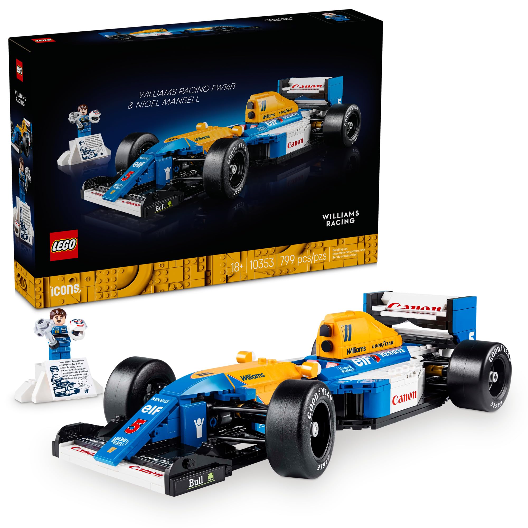 LEGO Icons Williams Racing FW14B & Nigel Mansell F1 Model Car Kit - Building Set
