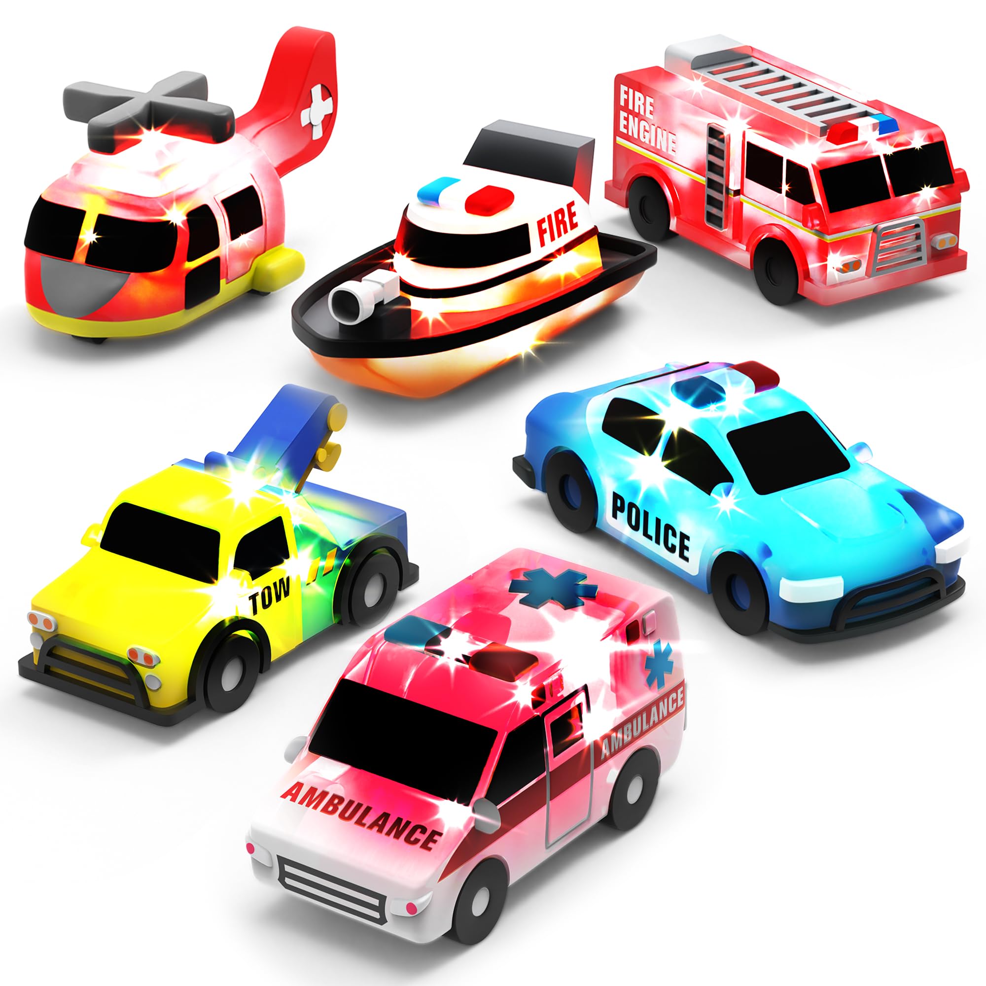Tub Works® Emergency™ Cars Light Up Bath Toys, 6 Pack | Water-Activated Light Up