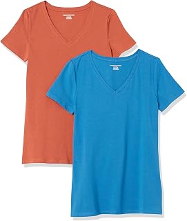 Amazon Essentials Women's Regular-Fit Short-Sleeve V-Neck T-Shirt, Multipacks
