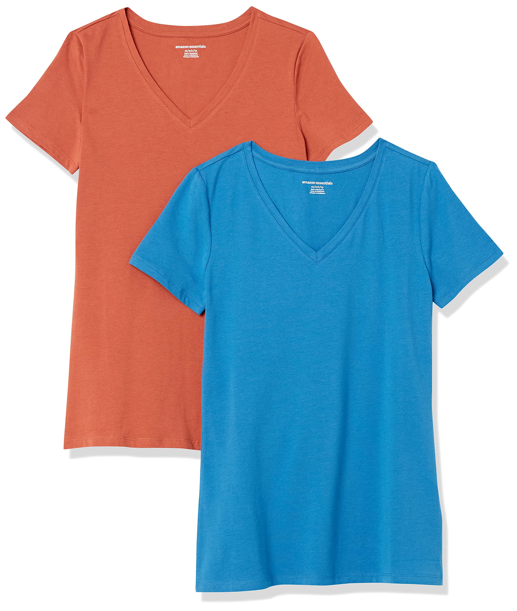 Amazon Essentials Women's Regular-Fit Short-Sleeve V-Neck T-Shirt, Multipacks
