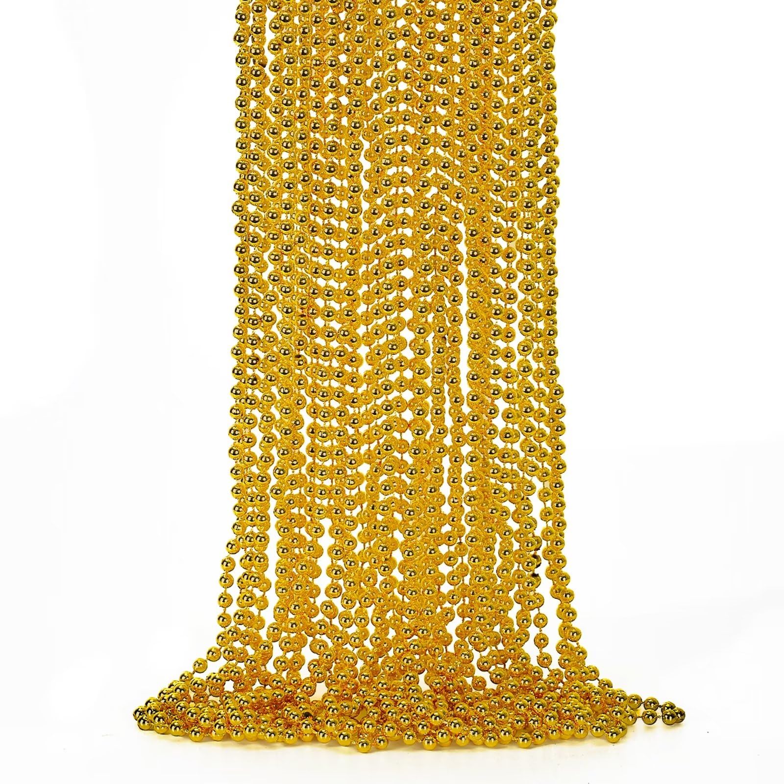 EOBOH 12PCS Mardi Gras Beads, Gold Beaded Necklace Stuff Set, 33" Mardi Gras Chr