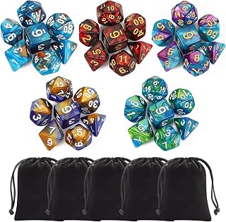 CiaraQ Polyhedral Dice Set - DND Role Playing Dice | Acrylic RPG Dice for Dungeons and Dragons MTG Table Games, Multi-color, 35pcs