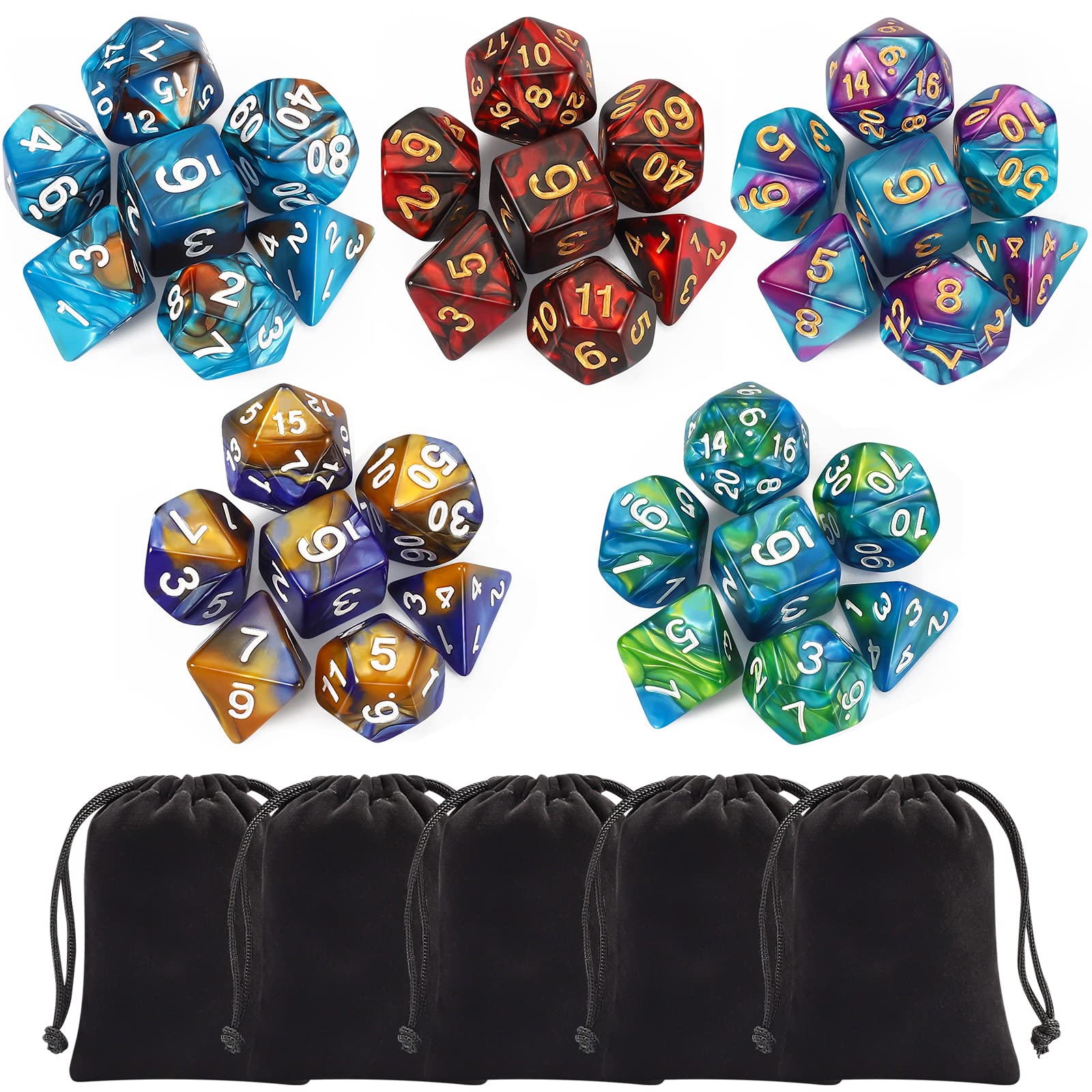 CiaraQ Polyhedral Dice Set - DND Role Playing Dice | Acrylic RPG Dice for Dungeo