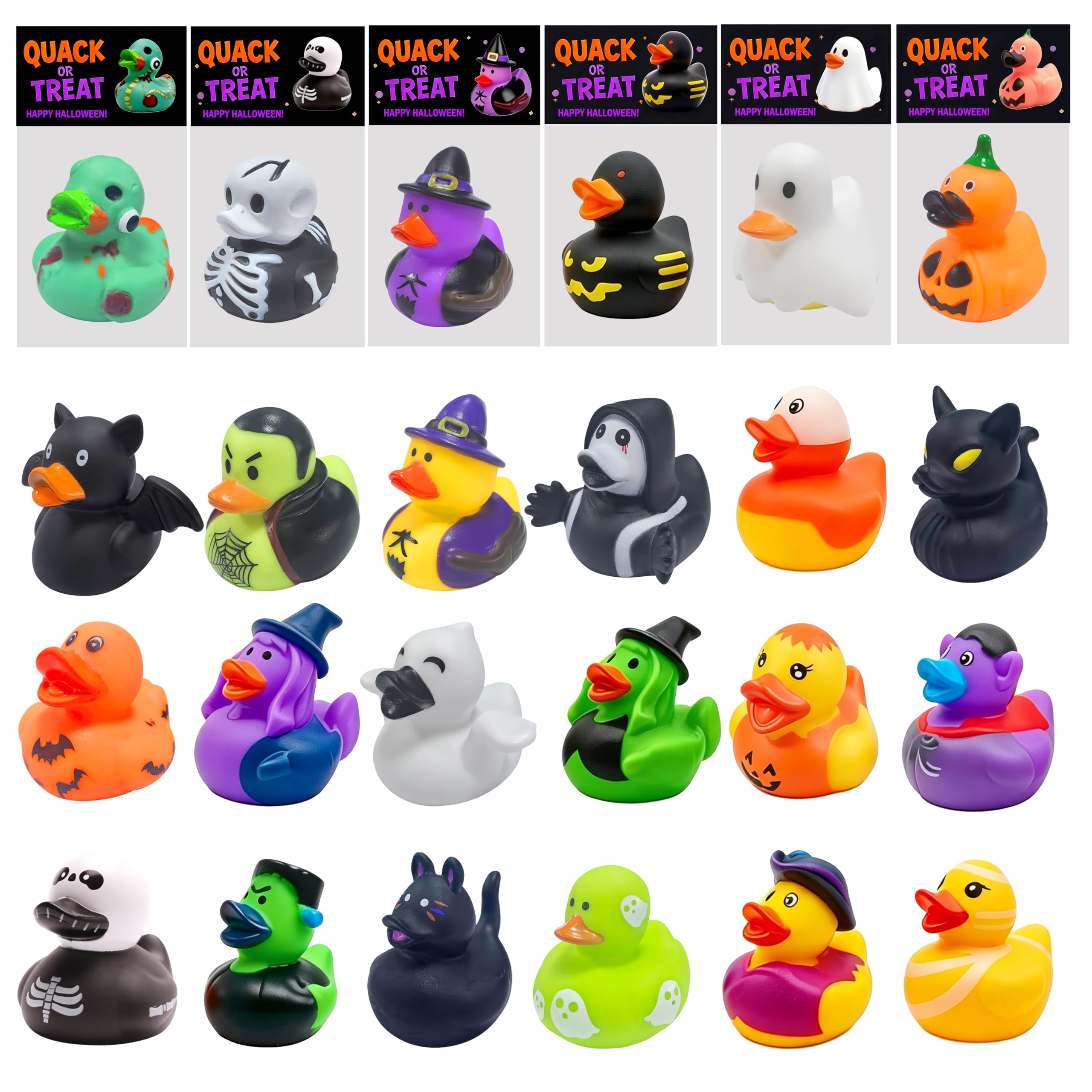 24 Pcs Halloween Party Favors Rubber Ducks,Baby Showers Accessories Bath Toys fo