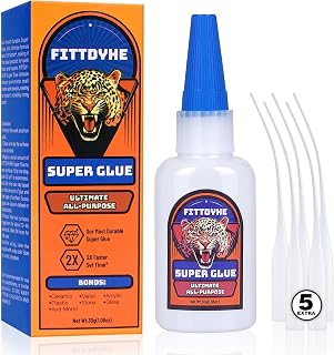 Super Glue Clear 30 g(1.06 oz.), Strong Fast Drying Waterproof Liquid Adhesive for Plastic, Metal, Wood, Rubber, Ceramic, Leather Repair,Rhinestone Jewelry, DIY Crafts