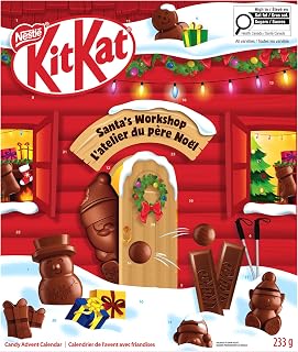 KIT KAT Santa's Workshop Advent Calendar, 233 g | Filled with Santas, Festive Friends, Bubbles & Mini Bars, Perfect Christmas Chocolate Gift