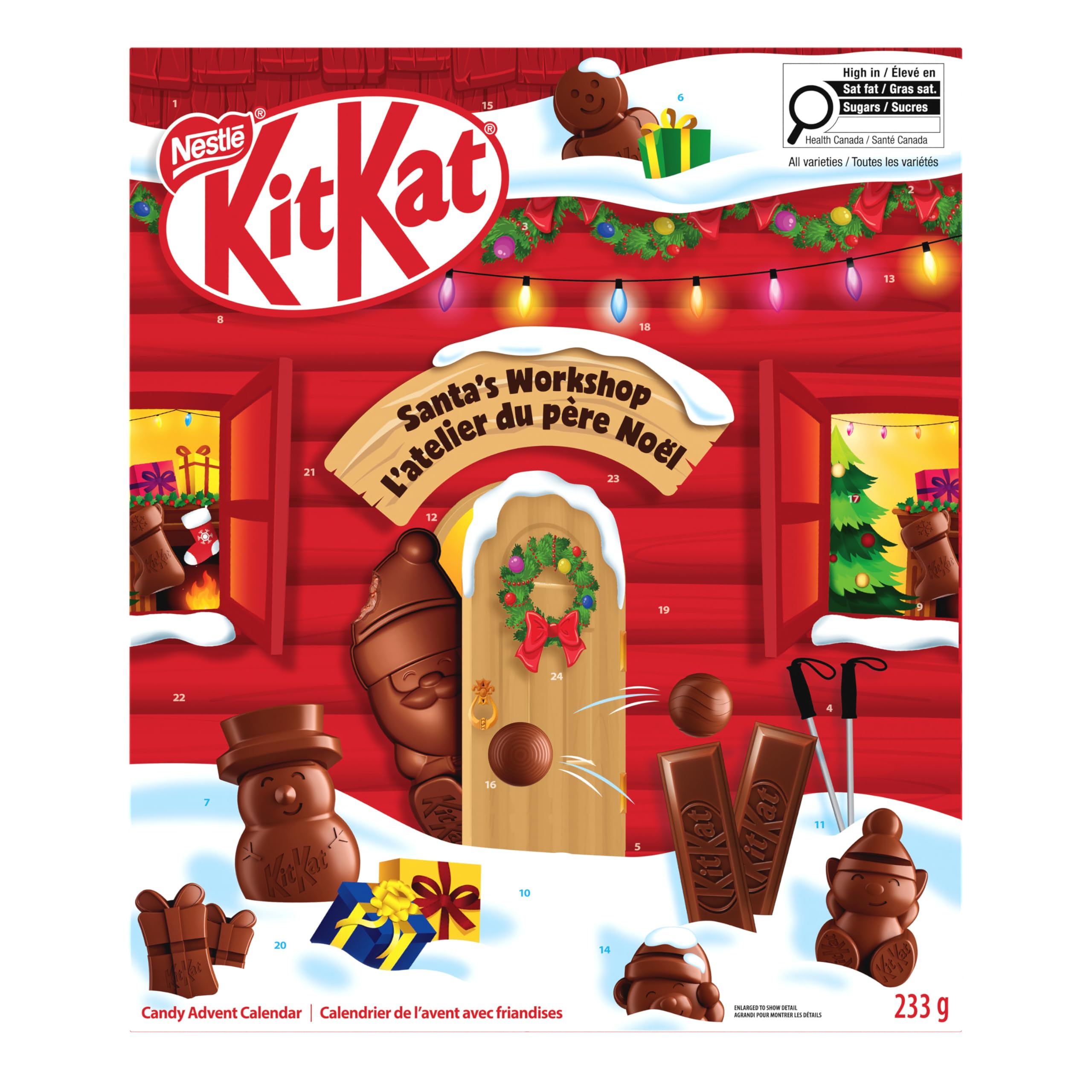 KIT KAT Santa's Workshop Advent Calendar, 233 g | Filled with Santas, Festive Fr