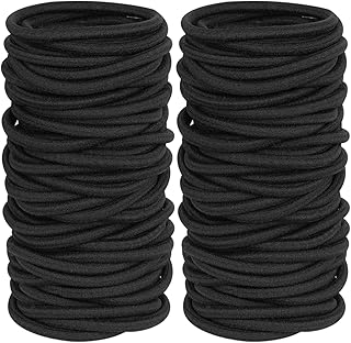 GOSICUKA 120 Pieces Black Hair Ties for Thick and Curly Hair Ponytail Holders Hair Elastic Band for Women or Men(4mm)