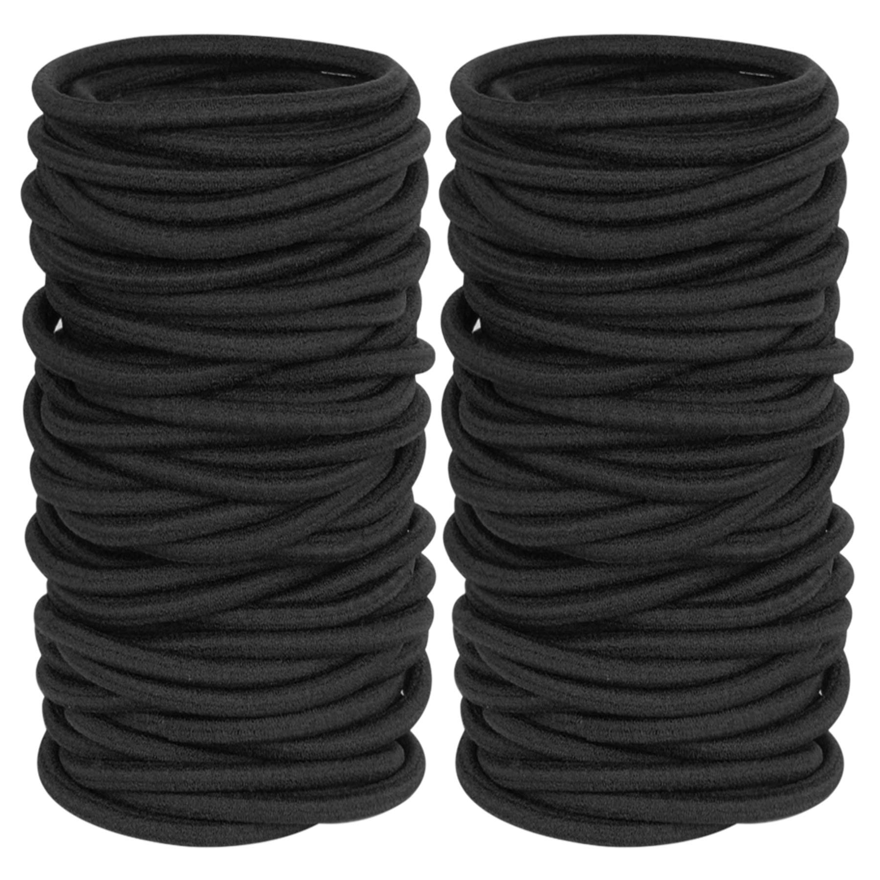 GOSICUKA 120 Pieces Black Hair Ties for Thick and Curly Hair Ponytail Holders Ha