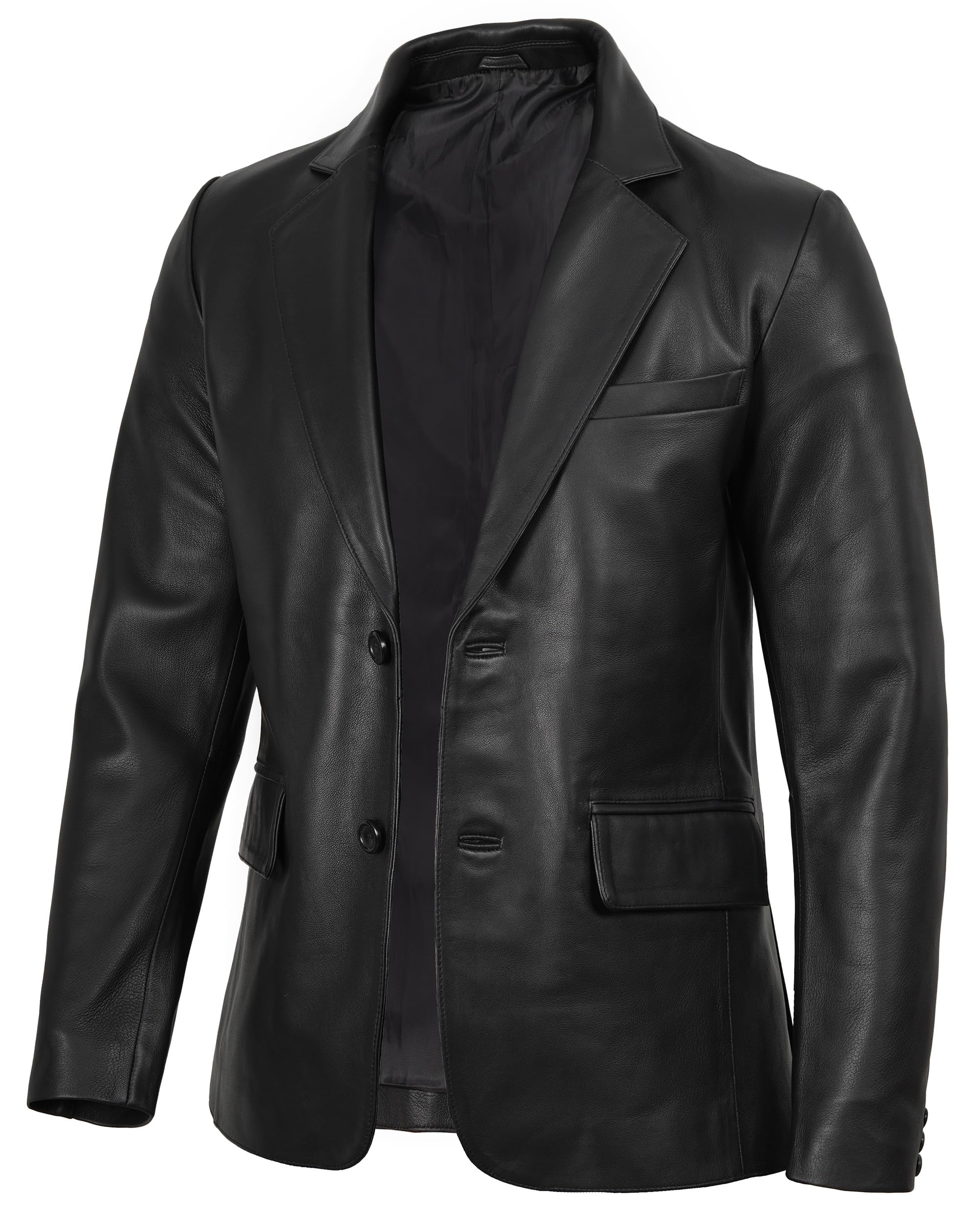 Decrum Real Lambskin Leather Blazer Men - Casual Mens Leather Blazer Jacket
