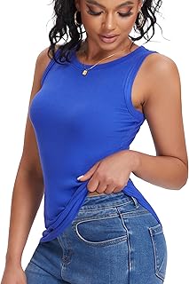 RMEY&YE Canotte a coste da donna senza maniche 2025 T-shirt da donna di base alla moda elasticizzate leggere estive casual top