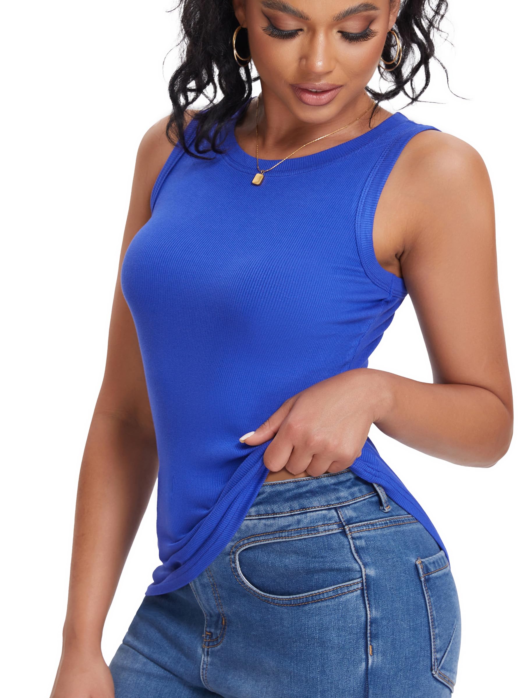 RMEY&YE Canotte a coste da donna senza maniche 2025 T-shirt da donna di base all
