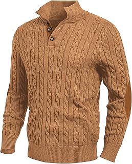 JMIERR Men's Casual Long Sleeve Cable Knit Pullover Sweater