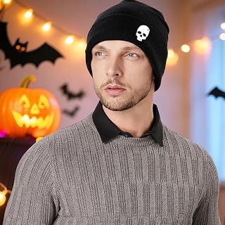 Mens Knitted Beanie Hat Cuffed Embroidered Design for Husband Boyfriend Dad Fashion Streetwear