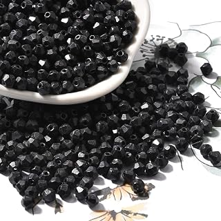 10g Bicone Glass Beads 4.5x3.5mm Small Faceted Bicone Glass Spacer Beads for DIY Jewelry Making Bracelet Necklace Earrings Black 142