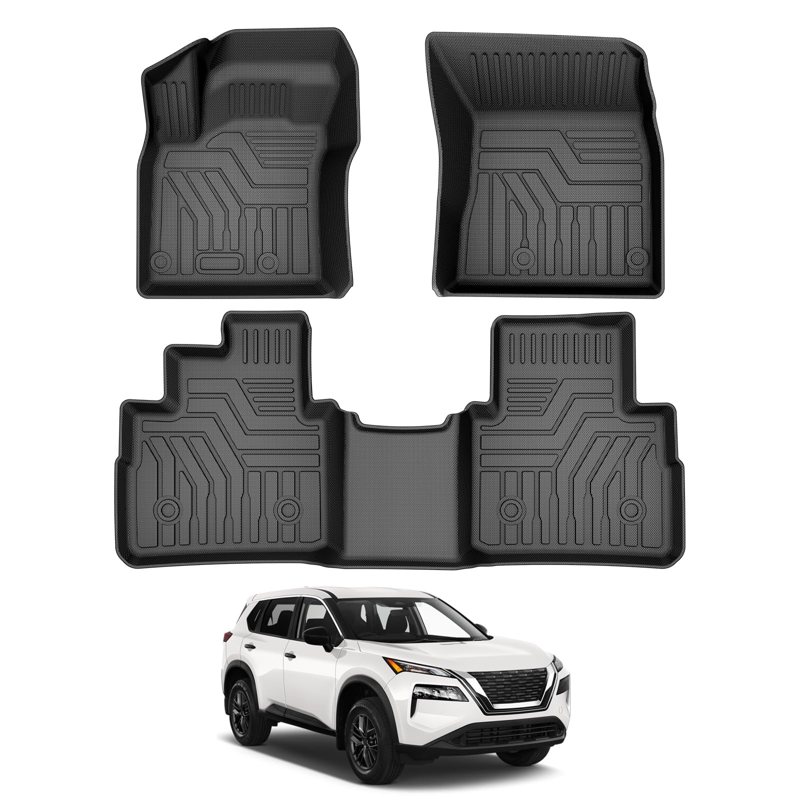 Floor Mats Compatible with Nissan Rogue 2021 2022 2023 2024 2025 2026 (No Sport 