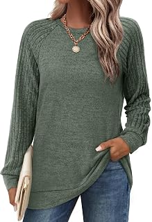 Saloogoe Tunic Sweatshirts for Women Crewneck Lightweight Sweaters Raglan Long Sleeve Shirts Fall Fashion Tops 2026