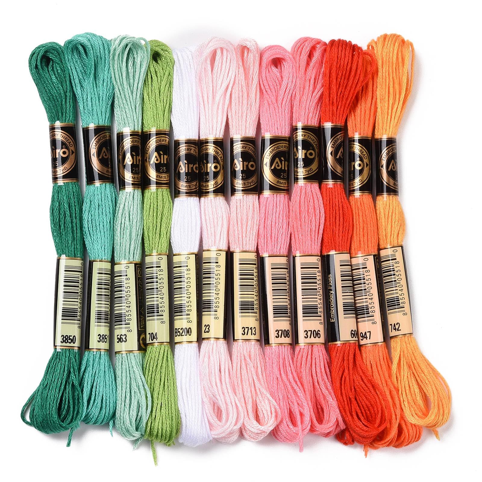 12 Skeins 12 Colors 6 Ply Polyester Embroidery Thread Cross Stitch Thread for Je